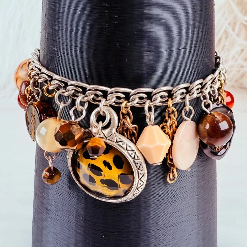 Chico's bohemian chic Silvertone and Goldtone Multi Charm Bracelet